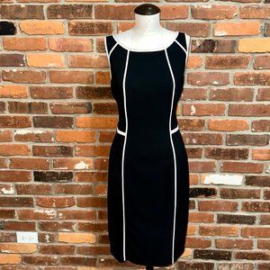 White House Black Market Black Sheath Dress With White Piping Size 12